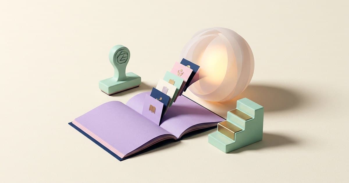 A handbook and example cards guiding an AI employee through review and training.