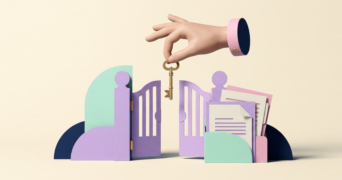 A human approval key controlling a gate around sensitive documents.
